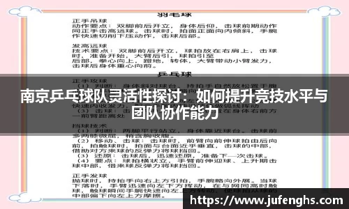 南京乒乓球队灵活性探讨：如何提升竞技水平与团队协作能力